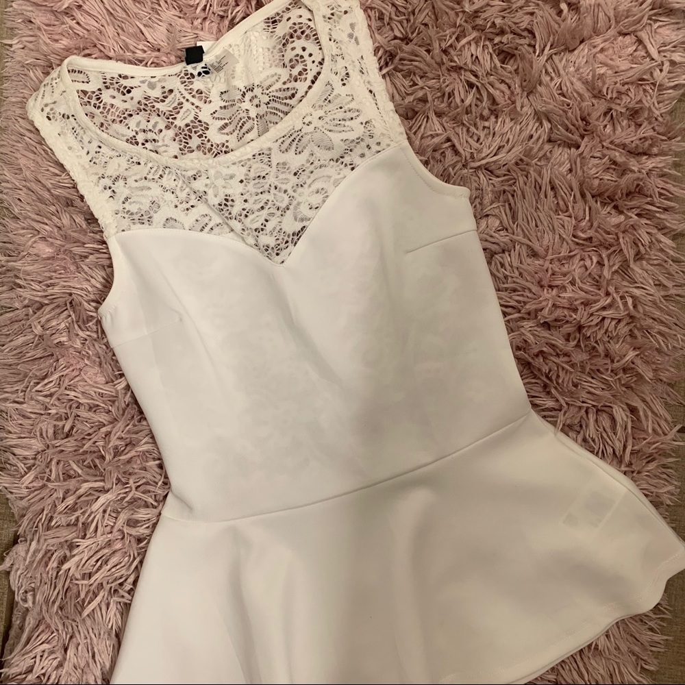 White Bell Top with Back Lace Design